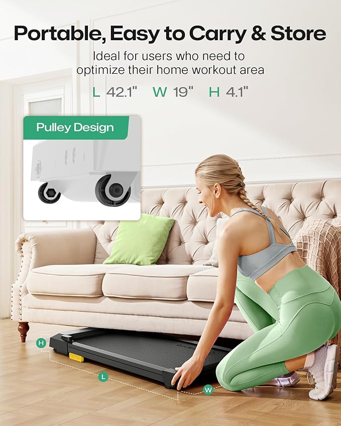 UREVO Smart Walking Pad, Standing Desk Treadmill with Double Shock Absorption, Quiet Operation, Workout APP with Track Insights and MIIT Mode, Plug and Play, Remote or APP Control for Home Office