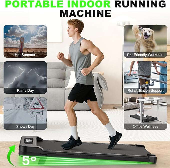 Incline Walking Pad with Handle Bars, 3.5HP Foldable Portable Treadmills for Home Office, Low Noise <40dB Under Desk Treadmill with 330LB Capacity, Wide Running Belt with Remote Control & LED Display