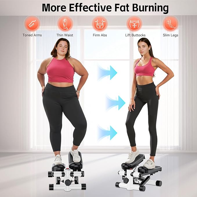 Steppers for Exercise at Home, Mini Stepper with Resistance Bands for Full Body Workout, Portable Stair Stepper for Home, Smooth and Quiet, Stepper Machine with LCD Monitor