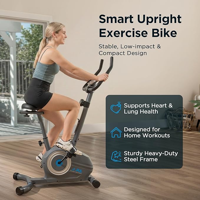 JLL Magnetic Exercise Bike - Indoor Stationary Cycling Bike with Free Fitness App, Adjustable Comfortable Seat, Low Noise Indoor Cycling Bike for Home Gym