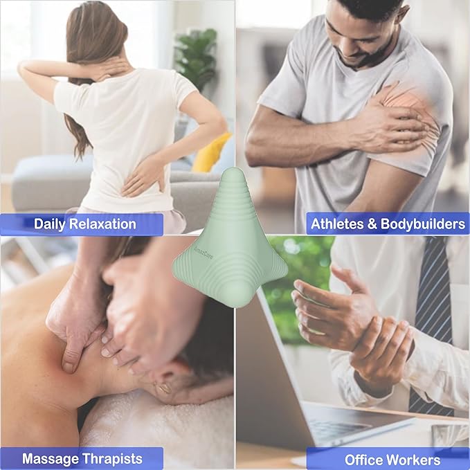 Trigger Point Massage Ball, Manual Massager Tool for Muscle Knot Deep Tissue Relief Myofascial Release Physical Therapy Hip Flexor Iliacus Psoas Hand Foot Back. 2.8×2.9” (Green)