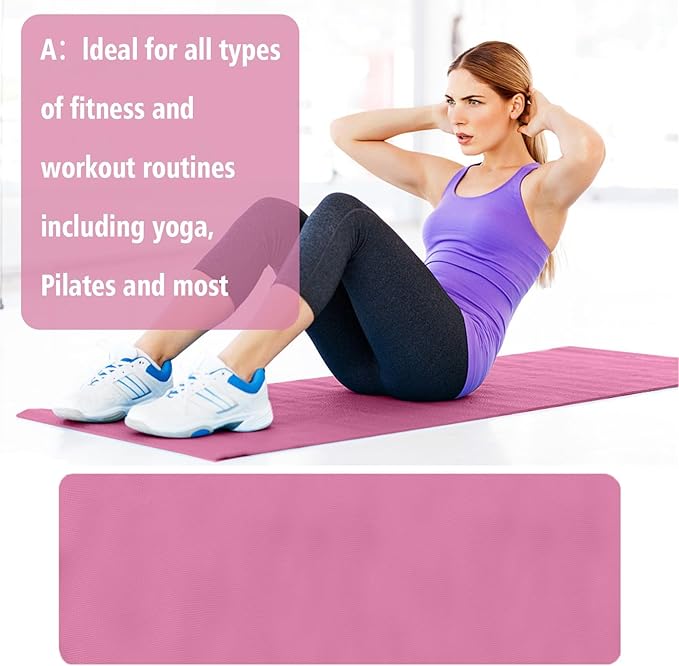 Yoga Mat with Strap 5mm Thick High Density Anti-Tear Non Slip Exercise Mat with Carrying Strap Hot Yoga Mat for Gym, Pilates, Stretching, Floor, Workouts, Home Yoga, Fitness