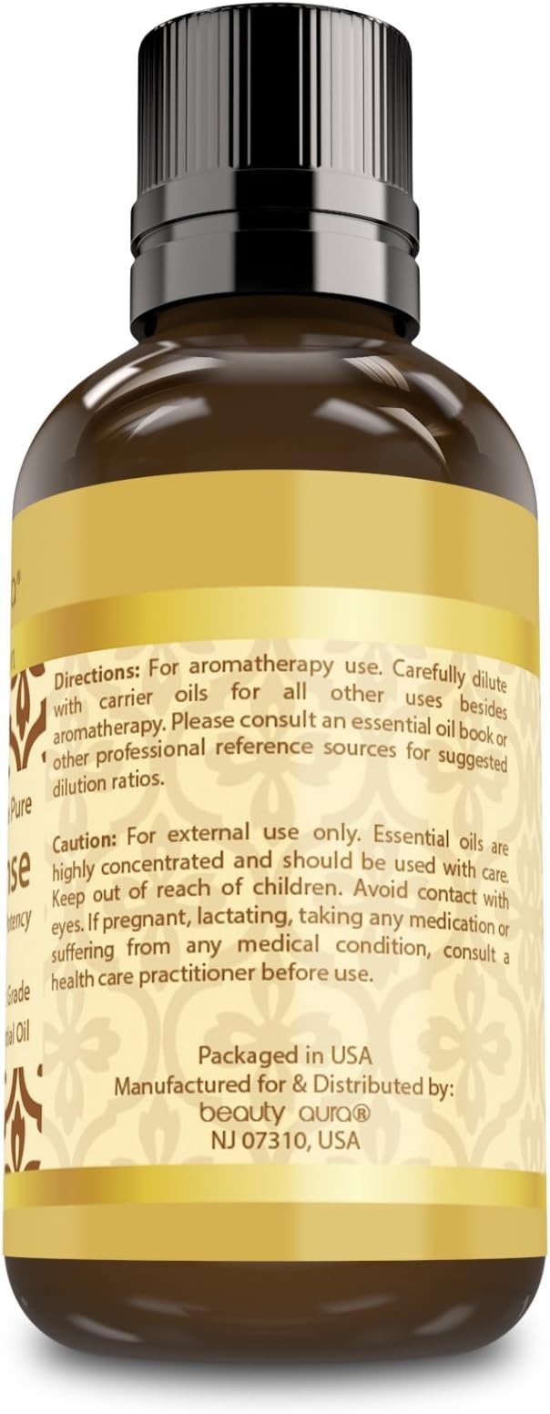 Beauty Aura Premium Collection Ultra Pure Frankincense Essential Oil - 1 Oz Bottle - Steam Distilled from Sacred Boswellia Tree Resin - Use for Beauty Care, Massages & More