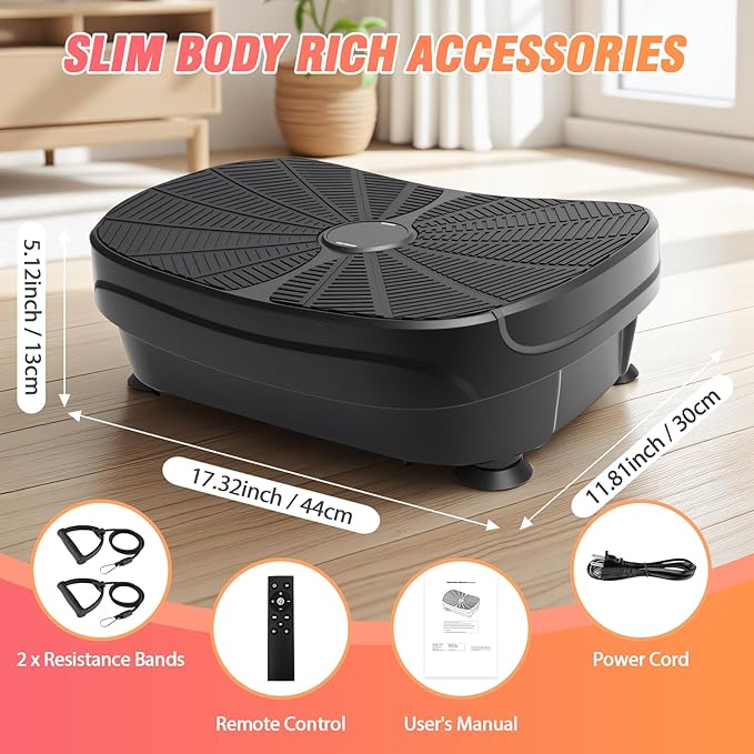 Vibration Plate Exercise Machine, 9 Preset Modes & 99-Level Full Body Workout Vibrating Plate for Lymphatic Drainage Weight Loss, 400lbs Capacity Shake Fitness Platform with Resistance Bands