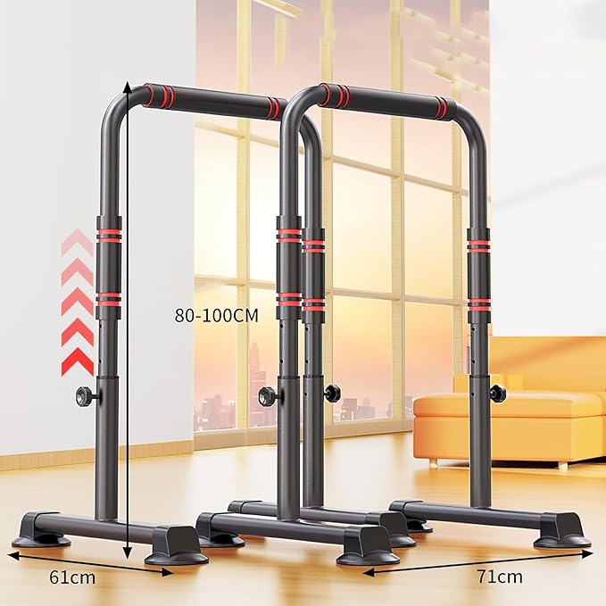 Dip Station, Dip Stand, Heavy Duty Dip Bar, Adjustable Parallel Bars 440LBS Loading Capacity for Home Workout Calisthenics Strength Training