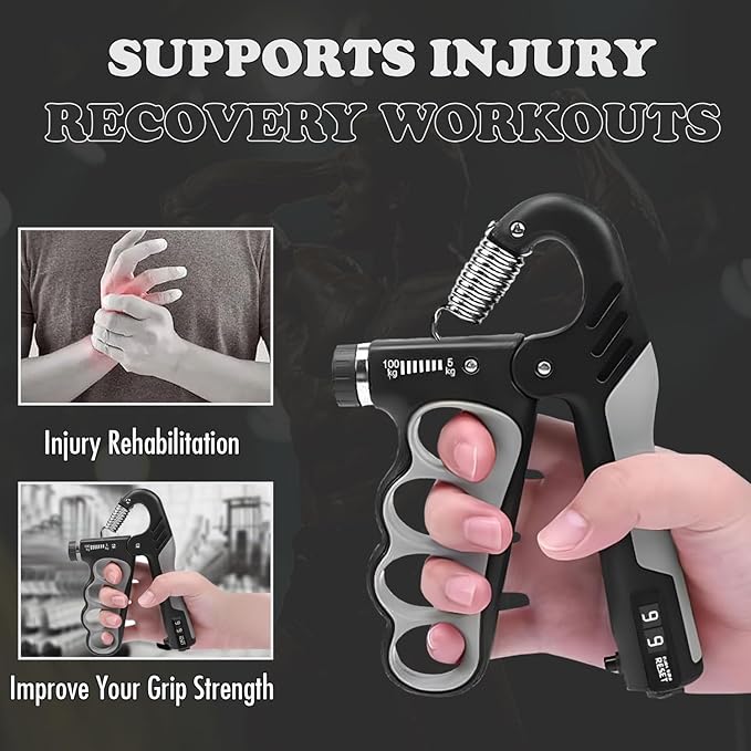 Adjustable Grip Strength Trainer Hand Gripper for Grip Strength, Forearm & Wrist Strengthener, Hand Exerciser for Strength Training & Therapy 11-220Lbs(5-100KG)