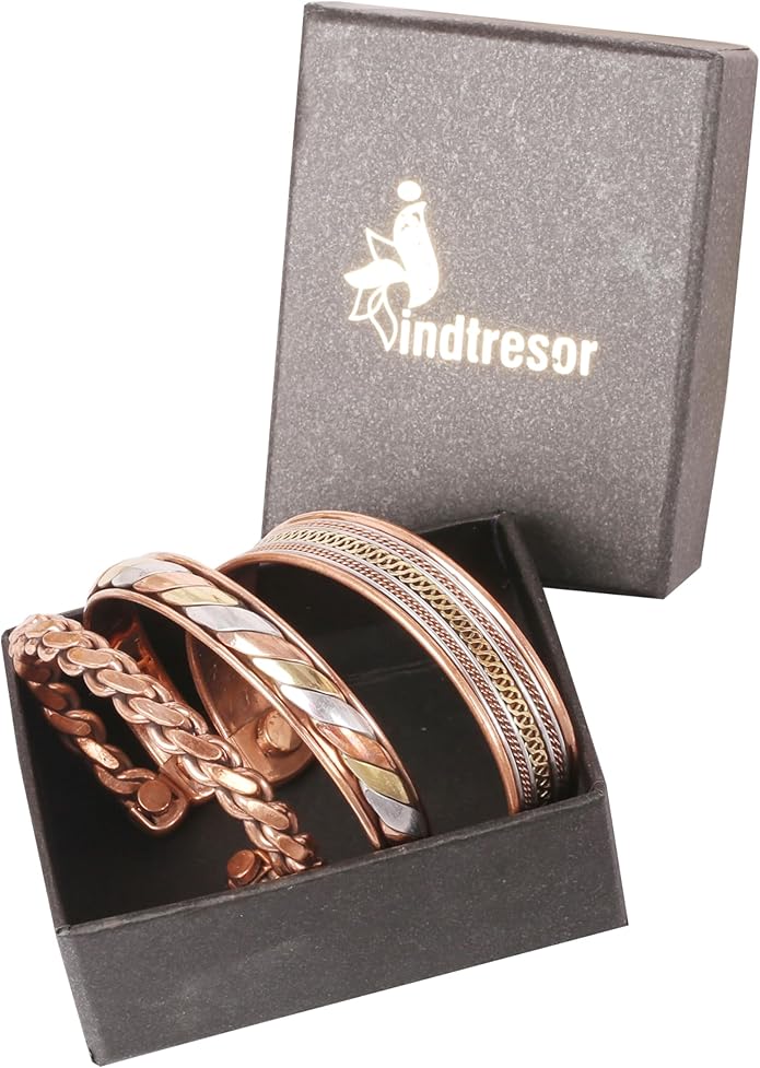 Copper Bracelet Tibetan Style. Hand Forged with Solid and High Gauge Copper Jewelry Cuff for Women Men. Combo of Different Designs