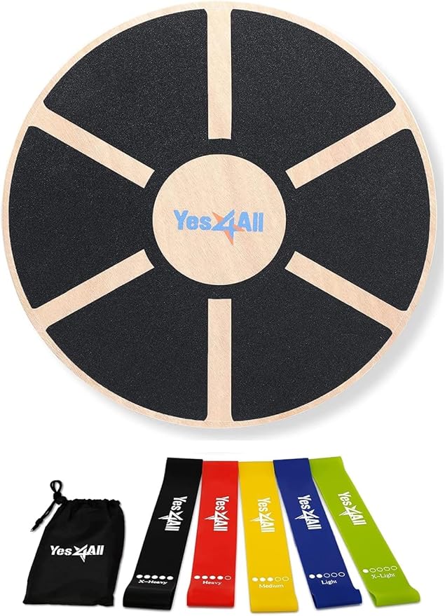 Yes4All Versatile Wooden Wobble Balance Trainer Board with 360 Degree Rotation