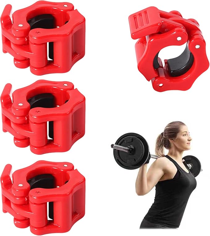 4 Pack Dumbbell Barbell Clamps 30mm, Quick Release Weight Bar Collars, Secure Locking Barbell Clips for Weightlifting, Workout, Strength Training & Fitness Accessories
