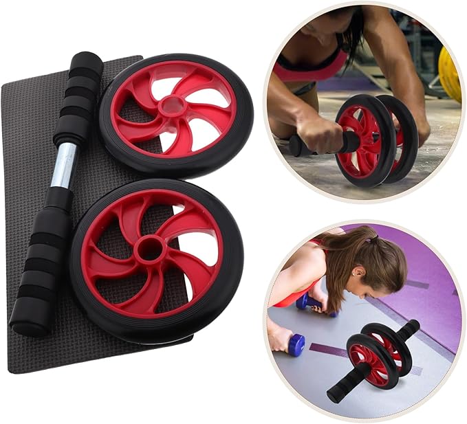 Red Silent Ab Roller Wheel for Abdominal Exercise Equipment, Silent Core Workout Machine with General Wheel for Home and Outdoor Fitness Training