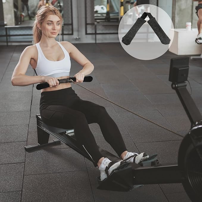 2-Pack Soft Rower Handle Cover, Sweat-Absorbent Grip Cushion Compatible with Concept 2, Anti-Blister Protective Wrap for Most Rowing Machines and Gym Equipment