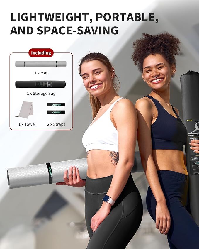 CAMBIVO Large Yoga Mat (6'x 4'), Extra Wide Workout Mat for Men and Women, 0.24''/0.32''/0.4''/0.48'' Thick Exercise Fitness TPE Mat for Home Gym, Yoga, Pilates, Workout (Barefoot Exercise)