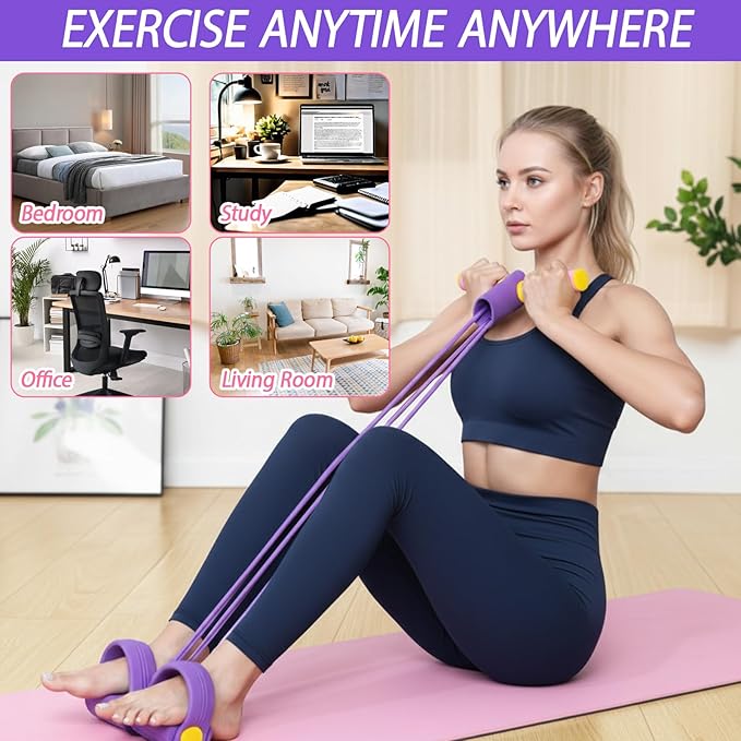 Pedal Resistance Band, 6 Tube Foot Pedal and Handles Resistance Bands, for Home Workouts and Full-Body Training, Multifunction Foot Pedal Resistance Band for Assisted Sit-Ups and Strength Training