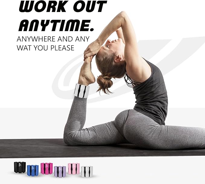 Wrist Ankle Weights for Women Men, Leg Arm Wrist Weights Bangles 1lb*2 1.5lb*2 2lb*2Wearable Weights Pilates Weighted Bracelet for Strength Training Walking Swimming Exercises Yoga Physical Therapy