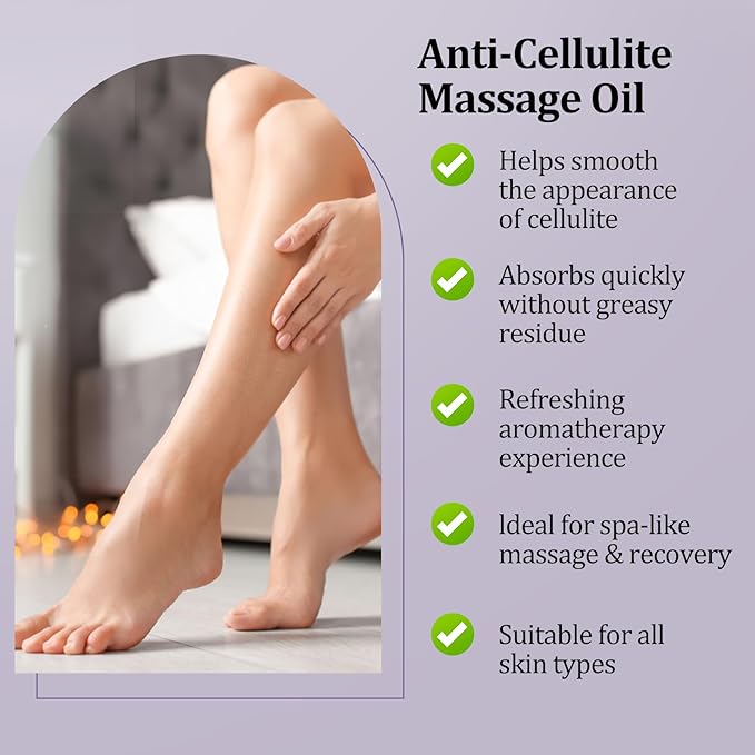 Massage Oil Nourish Your Skin & Senses – Firming Body for Smoothing Cellulite & Improving Texture. Silky, Fast-Absorbing Formula with Collagen & Stem Cell – 8 Fl Oz Aromatherapy Massage