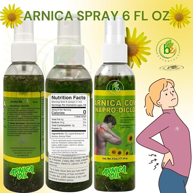 Arnica Massage Combo – Oil 6 fl oz + Gel 4.23 oz – Natural Topical Set for Muscles & Joints,Fast-Absorbing, Botanical Aroma,Daily Massage Therapy Use – Non-GMO,100% Natural – Authentic by BexpertsUSA