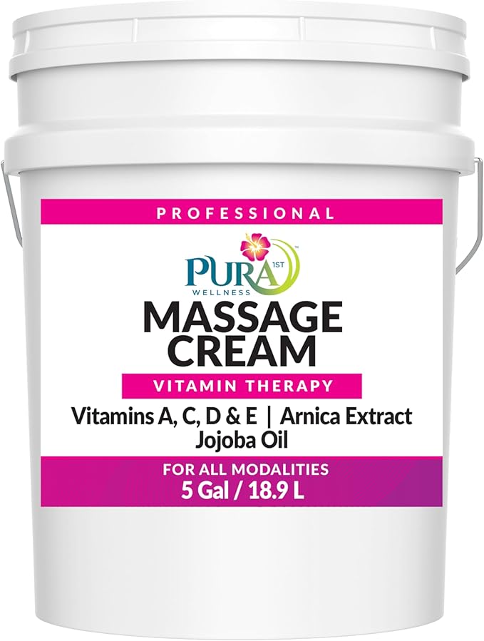 Vitamin Therapy 5 Gallon Massage Cream, Vitamin E, Professional, Massage Therapy, Deep Tissue, Unscented, Hypoallergenic, Natural Ingredients, Skin Hydrating, Moisturizing, Muscle Relief