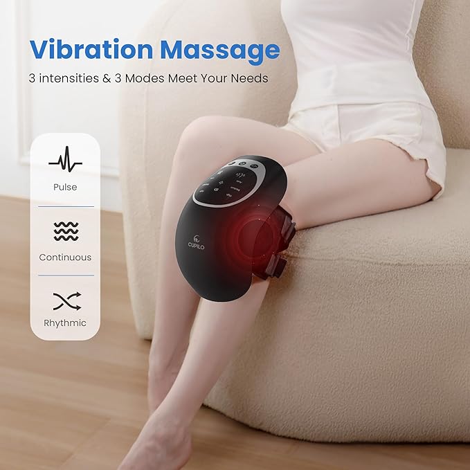 Knee Massager with Heat - [2025 Upgraded Version] Heating and Vibrating Pain Relief Knee Massager for Arthritis, Stretched Ligament, Joints and Muscles Injuries