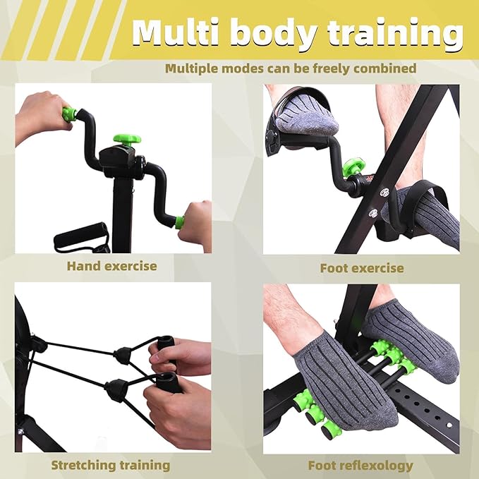 GeRRiT Pedal Exercise Bike for Seniors, Home Exercise Equipment for ElderlyHand Arm Leg and Knee Fitness Machine with Massage, LCD Monitor., black+green