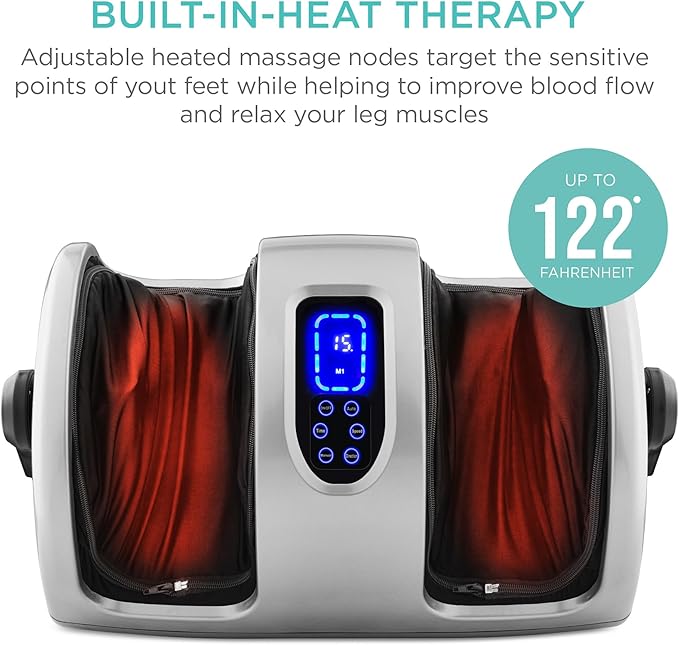 Best Choice Products Heated Shiatsu Foot Massager for Pain Relief, Plantar Fasciitis, Neuropathy, Blood Circulation w/Compact Design - Silver