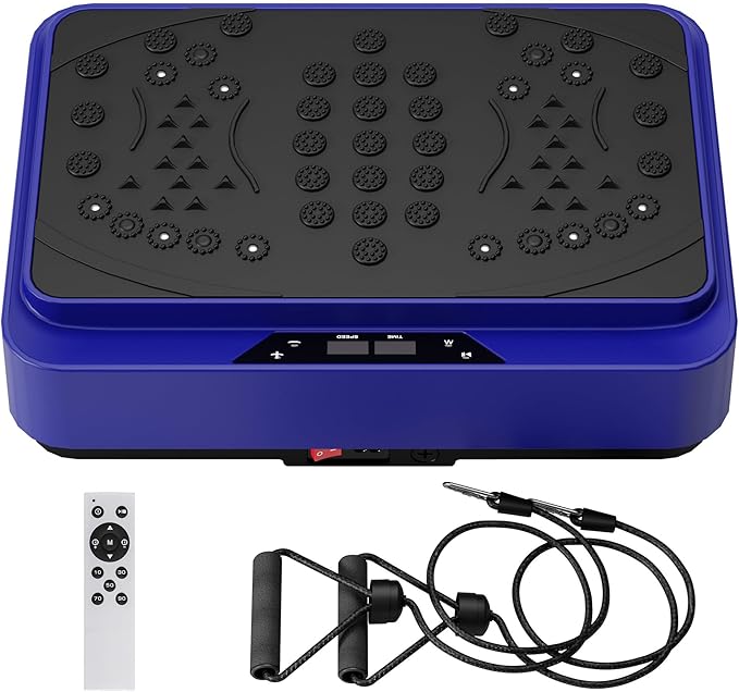 Vibration Plate Exercise Machine, Vibration Plate for Lymphatic Drainage with Remote Control & LCD Display, Vibration Platform with Fitness Resistance Bands for Women Men Weight Loss, 500lbs