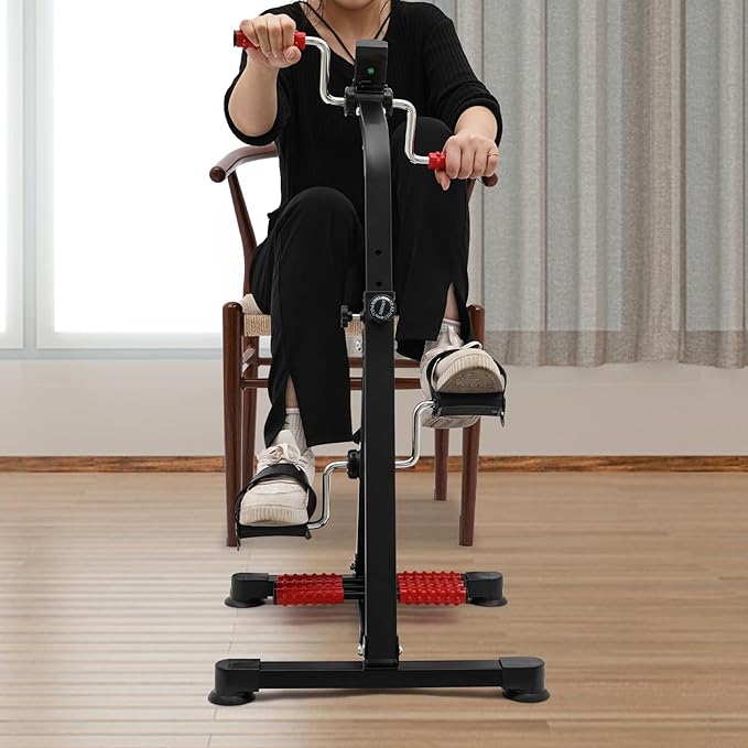 Portable Pedal Exerciser Bike, Adjustable Resistance, LCD Screen, Home Workout Equipment for Arms & Legs, Rehabilitation & Fitness