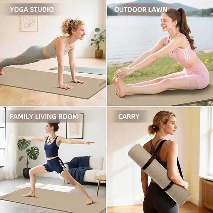 10 mm Yoga Mat 72"x26" TPE Non-Slip Exercise Mat 0.4" Thick, Easy-to-Carry Fitness Mat for Yoga, Pilates & Workout, Professional Mat, Made with Recyclable Material, Durable, Easy to Clean