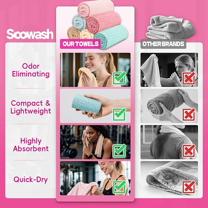 Microfiber Gym Towels for Showering Working Out Quick Dry Negative ions Large Middle Small Sizes Lightweight Gym Towel for Men Women Tennis Sports Towels for Body Hot Yoga Fitness Essentials