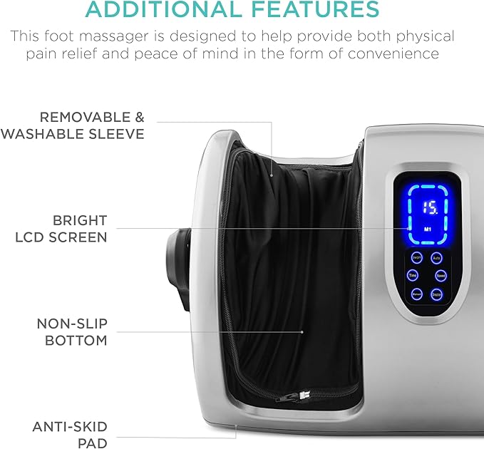 Best Choice Products Heated Shiatsu Foot Massager for Pain Relief, Plantar Fasciitis, Neuropathy, Blood Circulation w/Compact Design - Silver