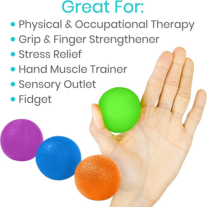 Vive Squeeze Balls for Hand Therapy, Exercise, Arthritis (w/Rehab Video App) - Grip Strengthener Occupational Equipment for Finger, Wrist, Carpal Tunnel, Pain Relief
