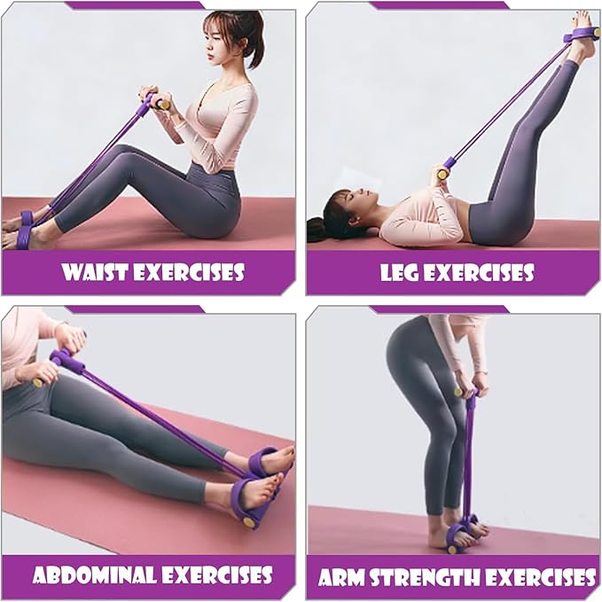 3 in 1 Resistance Bands with Handles, 4/6/8 Tubes Pedal Resistance Device, Upgrade Multifunctional Detachable and Adjustable TPE Elastic Pedal Puller with 300% Stretch for Exercise