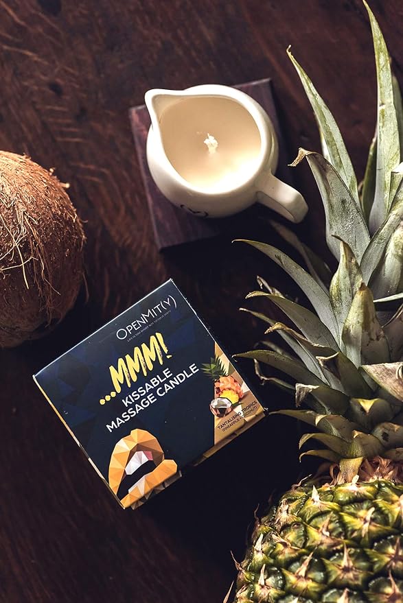 Kissable Massage Oil Candle – Sensual and Romantic Melt Massage Candles for Pleasant and Relaxing Massages (Pineapple and Coconut)