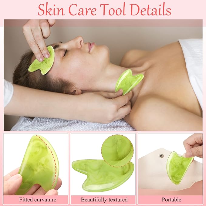 Sherr 24 Pcs Gua Sha Facial Tool Resin Gua Sha Massage Tool Heart Shaped Gua Sha Stone Guasha Board for Face Body Skin Massage Spa Acupuncture Prevent Wrinkles (Multi Colors)