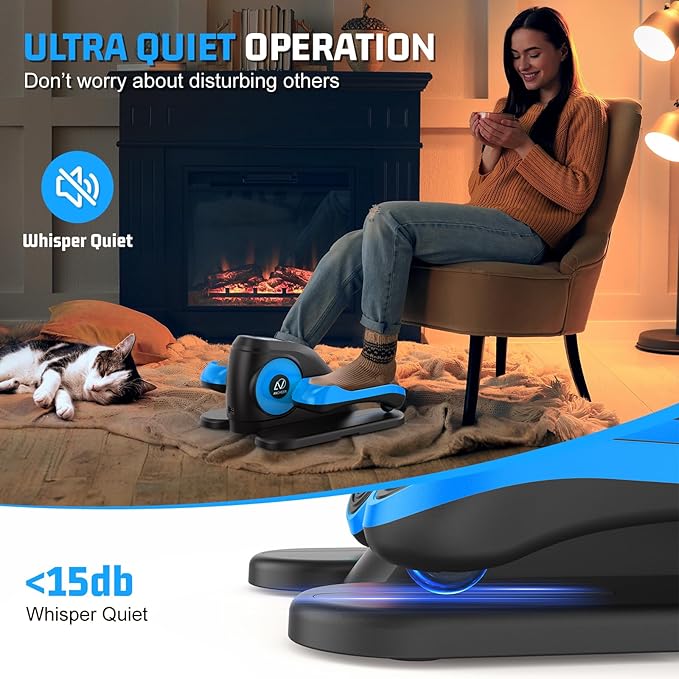Under Desk Elliptical Machine, Leg Exerciser While Sitting for Seniors with Remote Control & 12-Speeds, Quiet Portable Electric Seated Pedal Exerciser Machine for Home Office