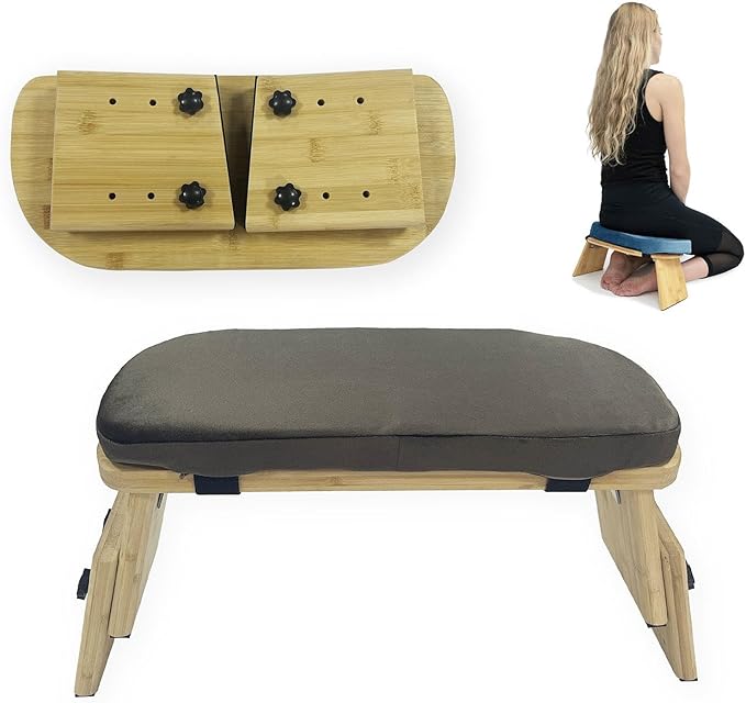 Meditation Bench Folding Portable Prayer Sturdy Buddhist for Kneeling Or Sitting