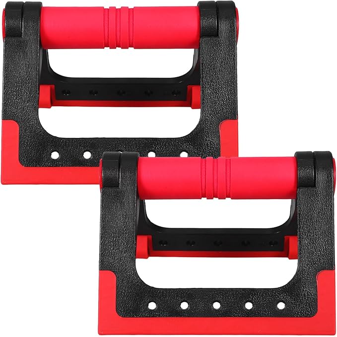 Toyvian Push-up Rack Fitness Equipment, Crimson Push-up Bars for Floor with Rotating Handles, Non-slip Push-up Stand Pair for Home Workout Strength Training