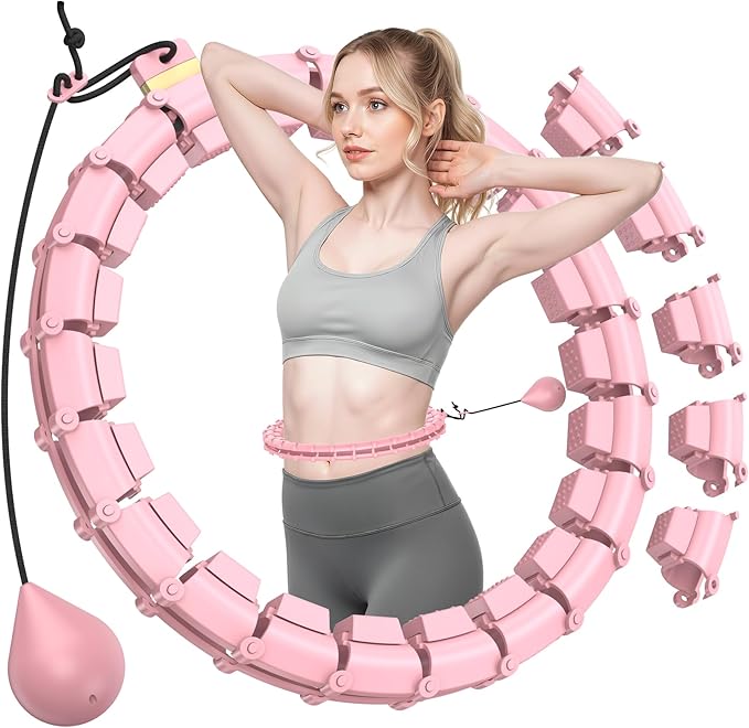 Plus Size Silent Weighted Hula Infinity Fitness Detachable Hoops 65-Inch 32 Knot, Smart Noiseless Infinity Hula for Women, Waist and Abdominal Home Weight Loss Exercise Fit Hoop