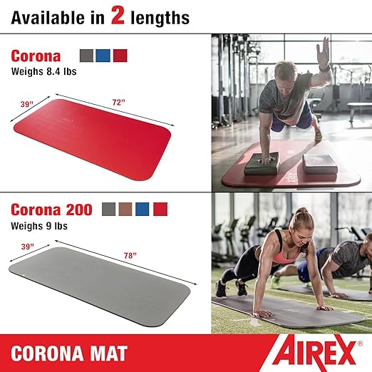 AIREX Corona Premium Exercise Mat Fitness for Yoga, Physical Therapy, Rehabilitation, Balance & Stability Exercises, Pilates, Aerobics
