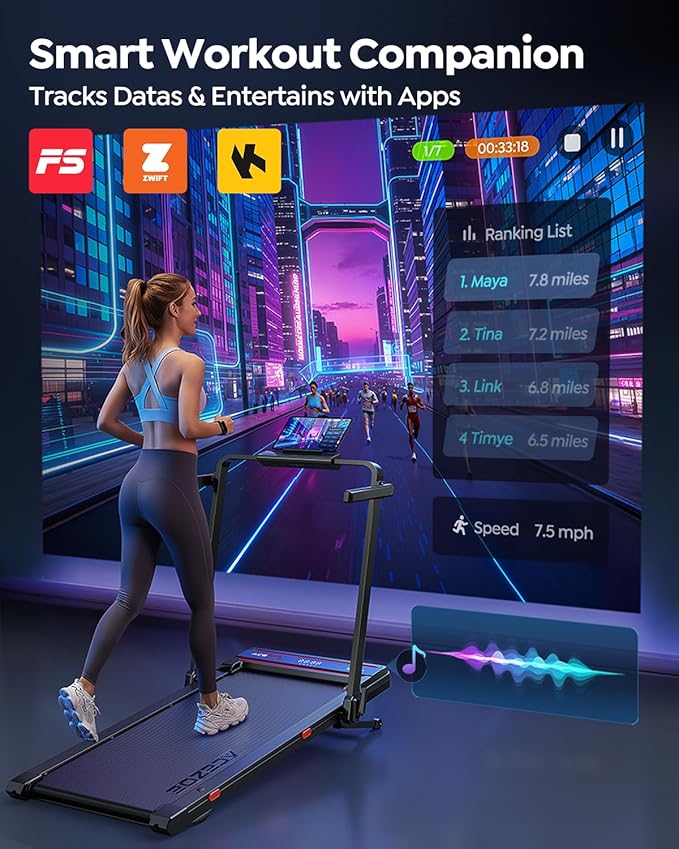 Foldable Walking Pad with 0-15% Auto Incline and Handle Bar, Under Desk Treadmill with 300LBS Weight Capacity, 3.0HP Quiet Treadmills for Home with Speaker, APP & Remote Control