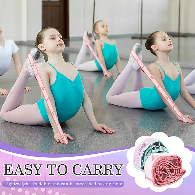 Stretch Strap for Kids Elastic Gymnastic Stretching Ballet Dance Band with 8 Loops Adjustable Exercise Training Resistance Strap for Children Stuff Pilates Latin Yoga Equipment