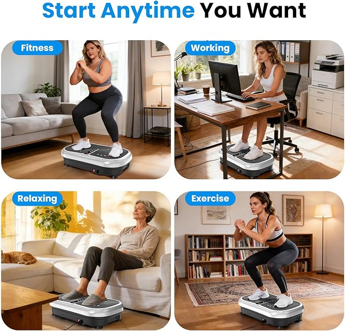 AXV Vibration Plate Fitness Platform Exercise Machine Vibrating Lymphatic Drainage Shaking Workout Full Body Shaker Vibrate Stand Shake Board Sport Gym Pad for Weight Loss Fat Burner for Women Men
