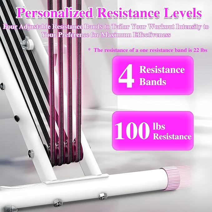 Squat Machine for Home Gym, 2 in 1 Squat Rowing Machine with Adjustable 4 Resistance Bands, Foldable Core Exercise Machine, Arm Glute & Leg Cardio Workout Machine