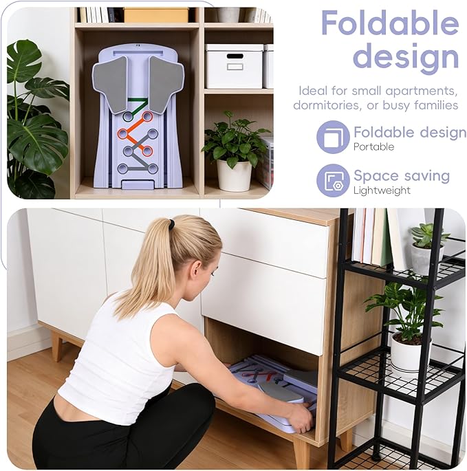 Pilates Board for Home Workout - Portable Pilates Reformer Set, Multifunctional Ab Trainer with Resistance Bands Phone Support 300lbs Capacity, Folding Pilate Board for Women Full Body Workout