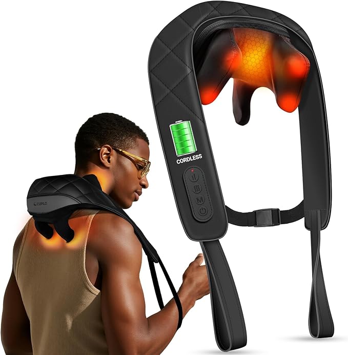 Cordless Neck Massager FSA Eligible HSA Store, Upgarded Deep Tissue Kneading Shoulder Massager with Heat, Electric Shiatsu Massager Pillow for Neck and Shoulder, Gifts for him her