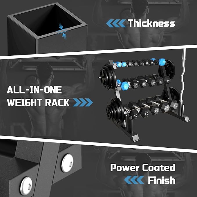 FONBEAR 3-Tier Dumbbell Rack, 1200LB Capacity Weight Rack Stand for Home Gym, Heavy-Duty Storage Rack for Dumbbells Kettlebells & Weight Plates