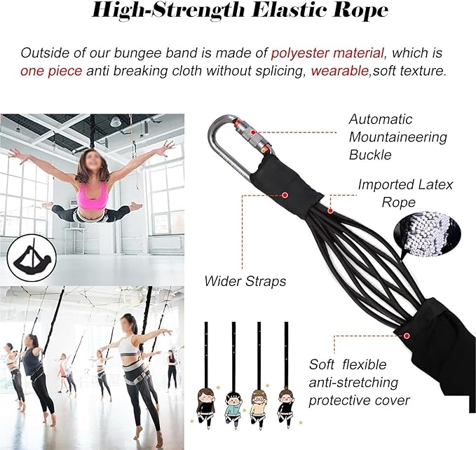 Bungee Fitness Equipment Set For Dance/Weight Loss, Seamless Bungee Band For Weighted Squats, Bungee Resistance Band For Gym, Yoga & Air Dance, Home Suspension Trainer