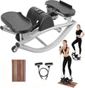 Rock Stepper Side to Side Lateral Rocking Fitness Stepper, Low-Impact Stair Step Workout Machine with Resistance Bands & LCD Monitor for Home Gym, 15 Minutes for Full Body Workout
