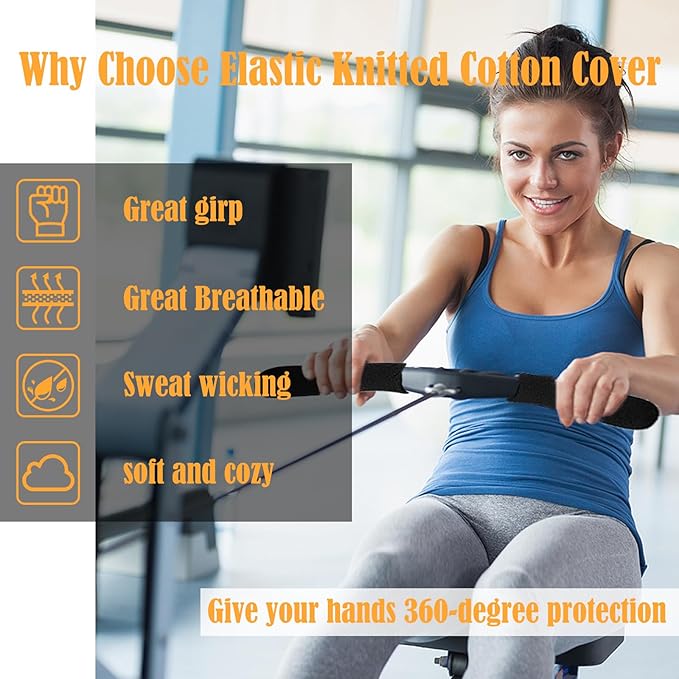 Universal Rower Handle Cover for Rowing Machines Compatible with Concept 2, Hydrow, Nordictrac, Sunny, Fits for Most Rowing Machine，Row Without Pain， Socks Over Handle Protect Hands and Absorbs Sweat