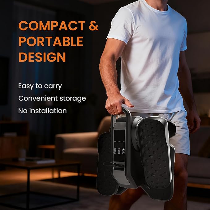 Sweetcrispy Compact Under-Desk Elliptical – Quiet Mini Pedal Exerciser with Adjustable Speed and LED Display, Portable Workout Equipment for Home or Office