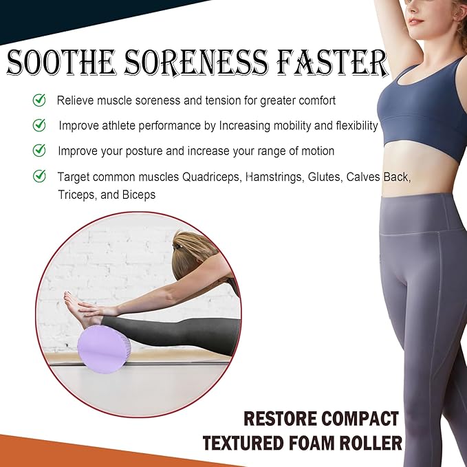 23.6″ Large Foam Roller – Solid High-Density EPP Yoga Column, 5.9″ Diameter for Full-Body Stretch & Myofascial Release, Excercise, Massage and Recovery (Purple)